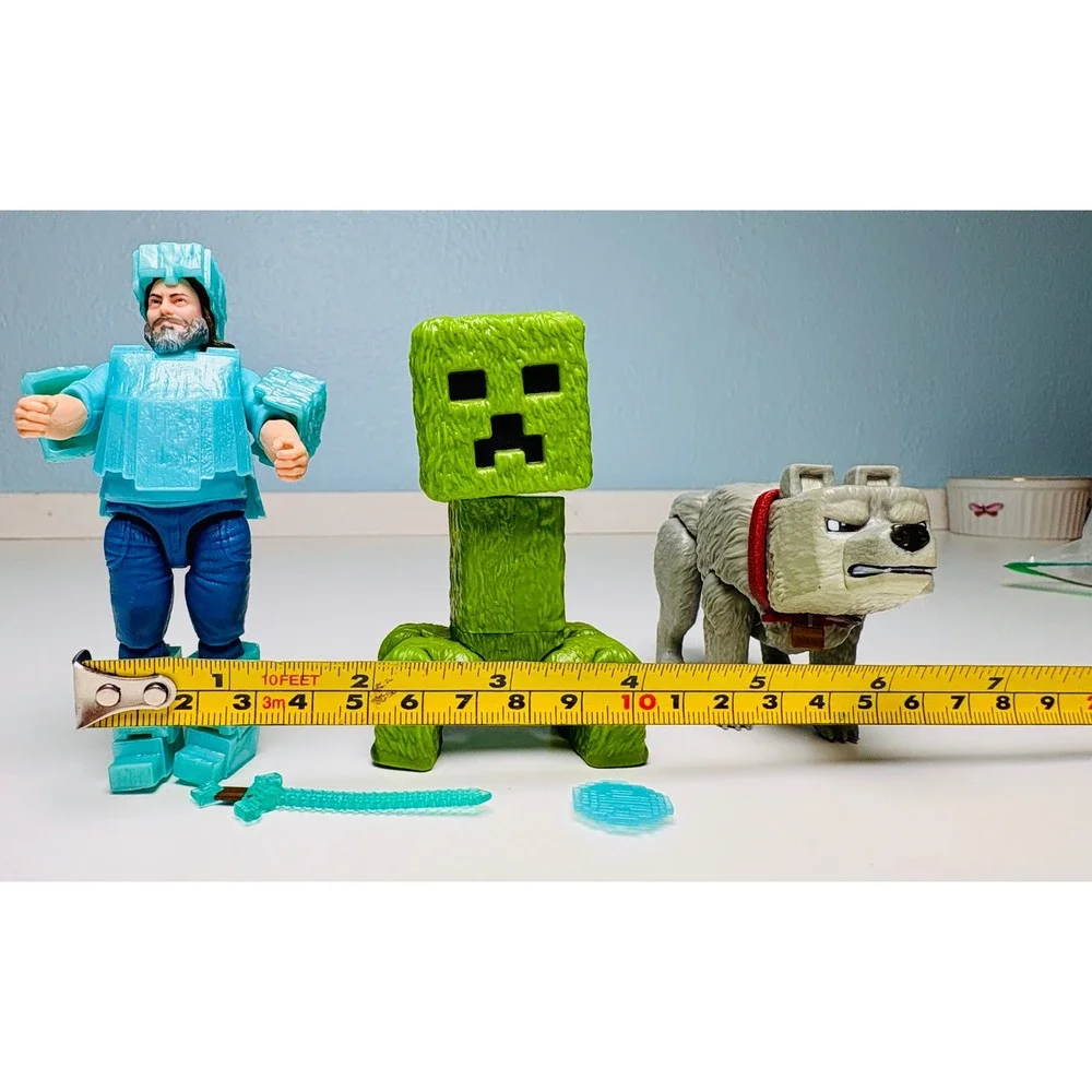 Minecraft Jack Black Steve Creeper Wolf Action Figure Set Mattel gamer